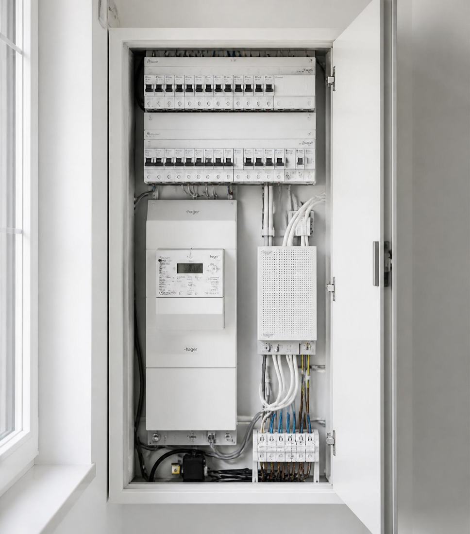 Strak afgewerkte moderne meterkast