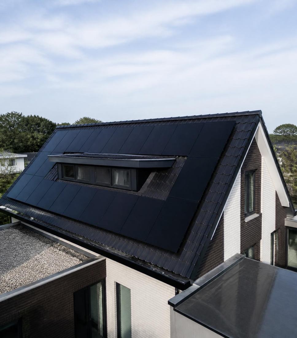 Full black zonnepanelen op een Nederlandse woning